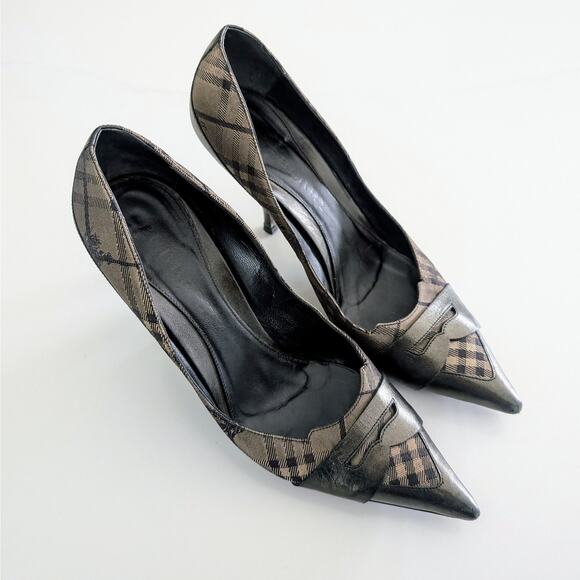 Burberry Women's Check Pattern Heels Sz 38 EU / 8 US Plaid Pumps Designer Shoes - Picture 1 of 9